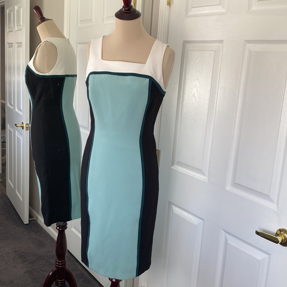 White House Black Market Sleeveless Colorblock Sheath Dress sz S